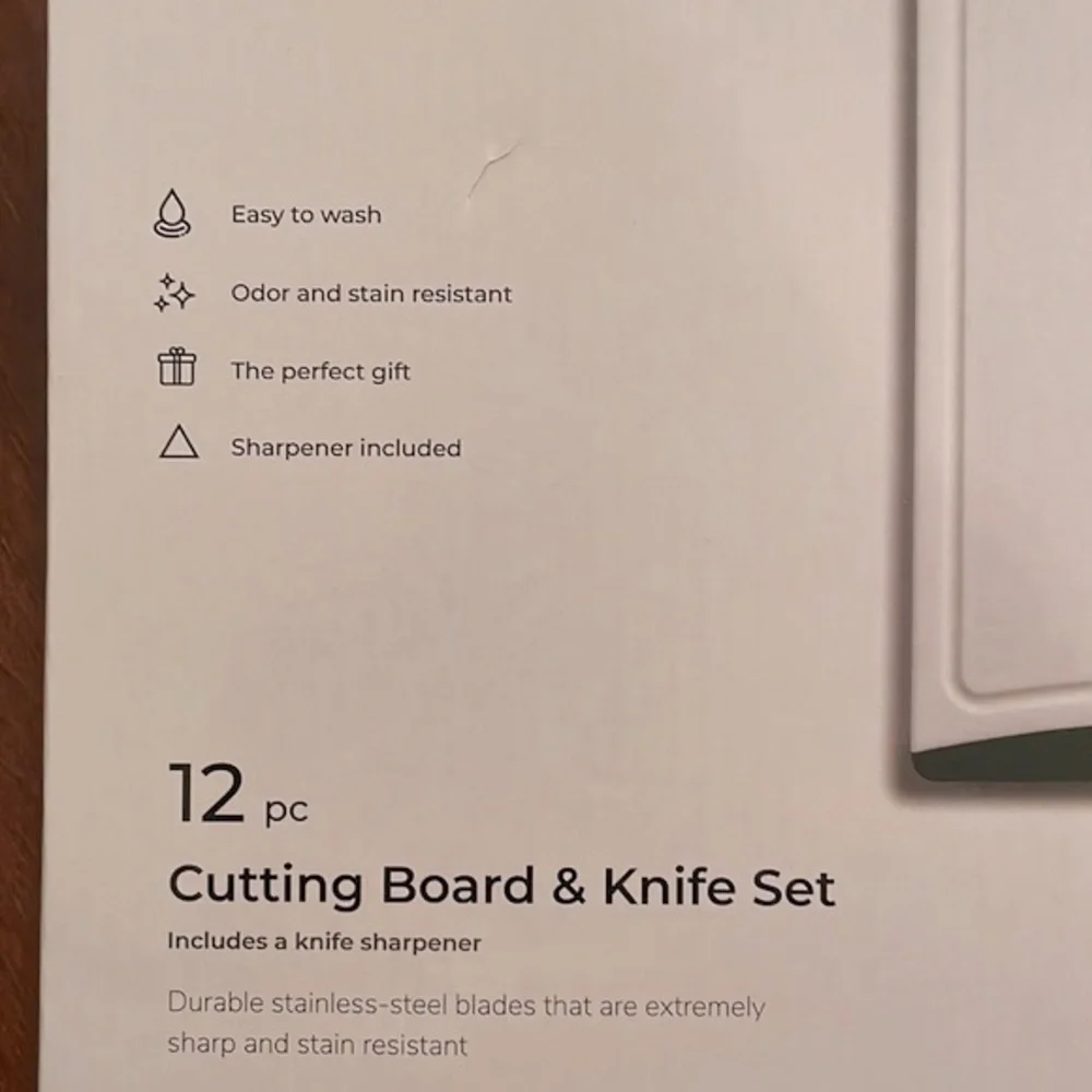 Brand New 12 Piece Kitchen Knife Set Safety Sheaths Cutting Board Sharpener